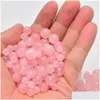 Beads Factory 8 mm perline di quarzo rosa naturale pietra preziosa rotonda pietra sciolta perlina distanziatore cristallo per creazione di gioielli casa giardino arti, artigianato Dhik7