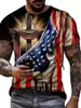 Erkek Tişörtleri Amerikan bayrağı baskılı yuvarlak boyunlu kısa kollu artı boyutta rahat ve çok yönlü tişört 2023 yaz sokak tarzı üst