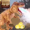 Electric/RC Animals Large Electric Dinosaur Toys Walking Jet Dinosaur World with Mechanical Voice Tyrannosaurus Rex Luminous Egg Children Baby Gifts 231012