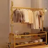 Hängare Metal Portable Clothes Rack Golden Helfs Bedroom Storage Shoe Coat Modern Nordic Arara de Roupa Klädbutik Möbler