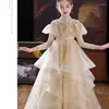 Mädchen Kleider Teenager Mädchen Kleid Applikationen Kinder Kleidung Party Elegante Prinzessin Lange Tüll Kinder Spitze Hochzeit Zeremonie Vestidos