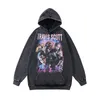 Print Washed Black Graphic Hoodie Men Women American Street Graffiti Sweater Y2K Oversized Loose Casual Sweatshirts