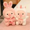 Poupées en peluche 25 cm Kawaii Bubble Tea Pig Toy Peluche Lapin Grenouille Licorne Tigre Oreiller Tasse Lait Boba Plushie Poupée Cadeau d'anniversaire 231012