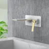 Bathroom Sink Faucets Cold Black Wall Mounted Waterfall Mixer Basin Faucet Top Quality All Brass Tap Fashion Design