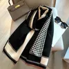 Scarves Luxury Brand Scarf Autumn and Winter Houndstooth H Letter Color Block Cotton Woven Outdoor Warm Large Shawl Women 231012