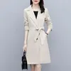 Vestes pour femmes Couleur unie Manteau à manches longues Élégant Cardigan à revers Double bouton Trench avec poches pour style d'affaires formel OL