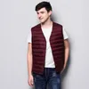 Mens Vests Man Ultra Light Down Vest Spring Autumn Sleeveless VNeck Male Casual Winter Collarless Waistcoat 231012