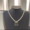 Nowy podwójny literę Diamentowy wisiorek Pendant Projektantka Kobiety Choker Brand Pearl Naszyjnik Wedding G23101211z-6