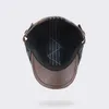 Berets PU Leather Beret Hats Men Autumn Winter Faux Leather Herringbone Visor Middle-aged Men's Warm Flat Peaked Cap Adjustable 231012