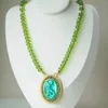 Chains Mermaid Vintage Necklace Pendant Green Crystal Beaded Jewelry For Woman Trend