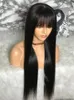 Synthetic Wigs 100% Human Hair Wig With Bangs Short Bob Human Hair Wigs For Black Women Brazilian Straight Black 30 Inch Long Fringe Wig 231012