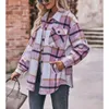 Kvinnors blusar 2023 Autumn Fashion Casual Lapel Button Plaid Jacket Temperament Pendling Bekväm Löst monteringsficktröja