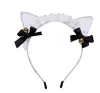 Black Lace Cat Ear Headband Ribbon + Golden Bells Kawaii Kitty Cosplay Hair Band Hair Stick Halloween Christmas Easter Headwear 12 LL
