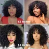 Perruques synthétiques Perruque bouclée naturelle Jerry avec frange perruques de cheveux humains femmes noires couleur courte bordeaux brun sans colle brésilien Remy cheveux Allure 231012