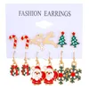 Ensemble de boucles d'oreilles de noël élégantes, 9 Styles, bonhomme de neige, flocon de neige, élan, arbre de noël, cadeaux de vacances de noël