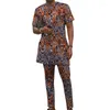 Męskie dresy afrykański nadruk krótkie rękawy prosty zestaw pary młody męski Nigeryjskie zestawy spodni mody