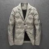 Men's Down Parkas Lapel Men's Suit Down Jacket Business Casual Thickened Warm Jacket 90% White Duck Down High Quality Male Brand Blazer Parka J231012