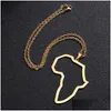 Pendant Necklaces Stainless Steel Africa Map Pendant Necklace Hip Hop Gold Chains Necklaces For Women Men Fashion Jewelry Jewelry Neck Dhpl8