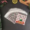 Décorations de Noël 100 pcs Sacs cadeaux auto-adhésifs Cookies Sac Année Party Favors Emballage Snack Cuisson Plastique