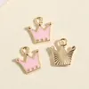 Charms 10st Gold Color 12x11mm Söt emalj Mini Crown Princess Pendant Fit DIY örhängen smycken gör handgjorda tillbehör
