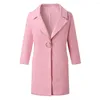 レディースジャケット韓国のドンダムン高品質の服ソリッド長袖ウールウール布ミディアムレングスコートジャケット女性プラスサイズ