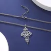 Pendant Necklaces Lotus Flower Unalome Necklace Fashion Hippie Yoga Symbol Stainless Steel Jewelry