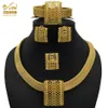 Ювелирные изделия Роскошная цепочка Ожерелье Африканский комплект ювелирных изделий 24K Дубайский золотой цвет Индийская арабская свадебная коллекция Наборы серег для женщин H102060
