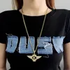 Chokers Luxury Full Iced Out Necklace Gold Color Letter K Wing Crown Pendant Necklaces Hip Hop Rock Jewelry Choker for Men 231011
