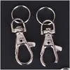 Keychains Lanyards 10st/Lot Sier Metal Classic Key Chain Diy Bag Jewelry Ring Swivel Hummer Clam Clips Hooks Keychain Split hela DHCNS