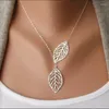 Pendant Necklaces Fashion Jewelry Simple Personality Wild Temperament 2 Leaves Necklace For Women's Lovers Gifts Wholesale