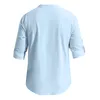 T-shirts pour hommes 2023 printemps été concepteur décontracté coton lin confortable hauts couleur unie à manches longues Blouses amples Camisas