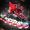 Inline Roller Skates Adjustable Childrens Girls Boys Straight Skateboard 4wheel 4roller Shoes LED Flash Wheel Sports 231011