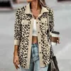 Giacche da donna Donna Primavera Autunno Camicia sottile Cappotto Risvolto Manica lunga Monopetto Leopard Patchwork Colore Giacca ampia