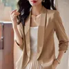 Women's Suits Three-Quarter Sleeve Spring Summer Khaki Suit Jacket 2023 High-Grade Short Casual Small Blazer Feminino