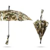 Guarda-chuva de camuflagem clássico Sobrevivência 98k Guarda-chuvas de cabo longo Semiautomático Dobrável Protetor solar Pesca Caminhadas Guarda-chuva com cabo de arma