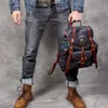 Backpack Leather Bag Men Retro Cowhide Handmade Male Vegetable Tanned Schoolbag 2023