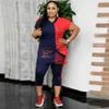 Plus Size Trainingspakken Tweedelige Set Afrika Kleding 2021 Dashiki Mode Gestreepte Letters Pak Top Broek Super Elastisch Feest Voor O347N