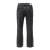 Jeans voor heren Vintage patchwork flare stedelijke heren streetwear denim broek met wijde pijpen hiphop zwart colorblock slim fit voor