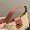 Designer axelväskor vinter crossbody handväska lyxiga sammanflätade guldbokstäver element kanin läder underarm väska kvinnors lurviga handväska -14