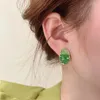 Stud Earrings 2023 Trendy Ins Wizard Of Oz Gems For Women Green Glass High-grade Sense Alloy Jewelry Party Accessories Birthday Gift