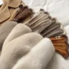 Sjaals 2023 Bontkraag Korea Stijl Ins Imitatie Streep Warme Wollen Breien Sjaal Vrouwen Gebreide Fishtail Litteken