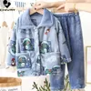 Pajamas Kids Boys Girls Autumn Winter Flannel Pajama Sets Cute Cartoon Long Sleeve Lapel Tops with Pants Baby Sleepwear Clothing 231012