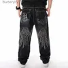 Men's Jeans co Man Loose Baggy Jeans Hiphop Skateboard Denim Pants Street Dance Hip Hop Rap Black Trouses Chinese Size 30-L231011