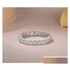 Anelli per le donne Sier Colore Cubic Zirconia Anello Pietra bianca Da sposa Matrimonio Fidanzamento Gioielli alla moda Bijoux Femme Cc1565 Dhgarden Otzae