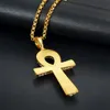 Högkvalitativ Jesus Cross Pendant Halsband Rostfritt stål 18K Guldpläterade religiösa smycken för kvinnor Män tro halsband