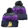 Lakers Beanies Los Angeles Bobble Chapéus Baseball Ball Caps 2023-24 Fashion Designer Bucket Hat Chunky Knit Faux Pom Beanie Christmas Sport Knit Hat