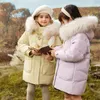 Manteau en duvet d'hiver pour enfants, veste longue imperméable à capuche pour filles, vêtements épais moyens et grands