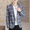 Erkek Suit Blazers Erkekler Blazer İngiliz Tarzı Sıradan İnce Fit Takım Ceket Erkek Ekose Blazers Tek Düğme Erkekler Kat Terno Maskulino Plus Boyut 3XL 231011