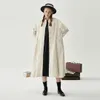 Kvinnorjackor Leorlax Original Design Round Neck Lantern Sleeve Loose Jacquard Cotton Linen Long Coat Japanese Simple Autumn and Winter Women 231011