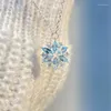 Hänghalsband koreanska blå snöflinghalsband för kvinnor enkel design choker trendiga ins klavikelkedja julklapp party smycken